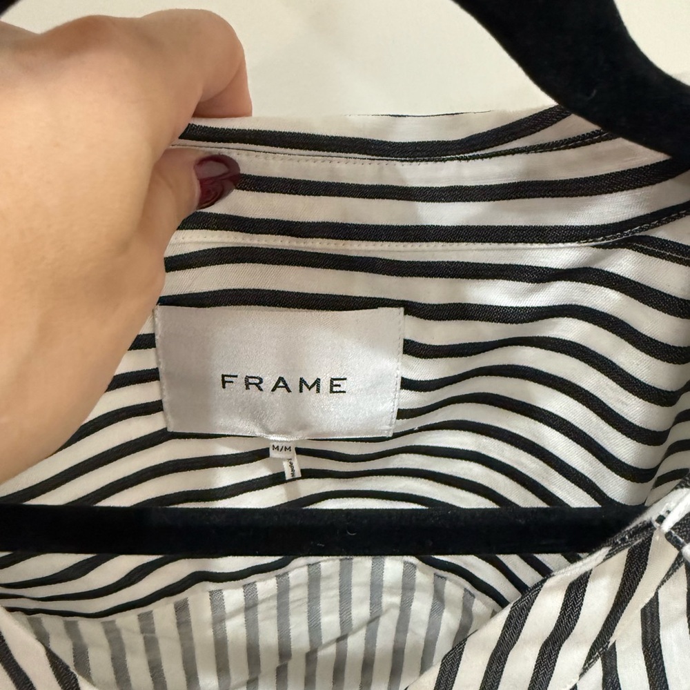 Frame Shortsleeve Button-Down Striped Women's Top - Picture 4 of 4